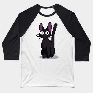 Black Cat pixel art Baseball T-Shirt